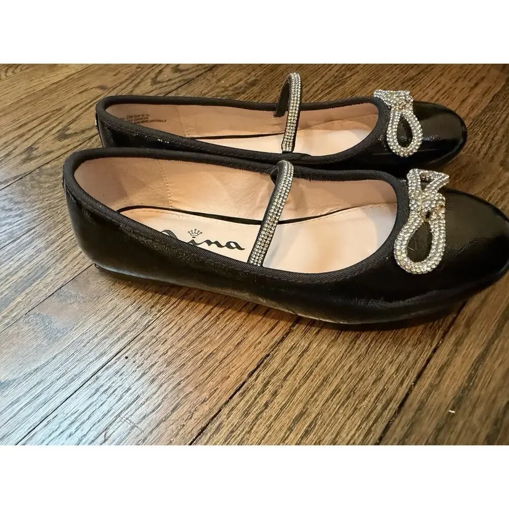 Nina Kendalla Ballet Flat Black Patent Leather Girls Sz 2 $50